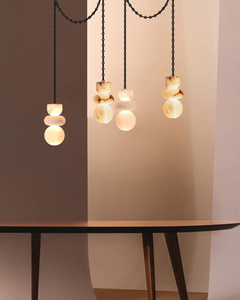 LightsStory Series Ethereal Pendant Light | Wide Round Uniquely veined faux marble, Black cord and canopy for Bedside, dining nooks, and entryways Modern Pendant lamp
