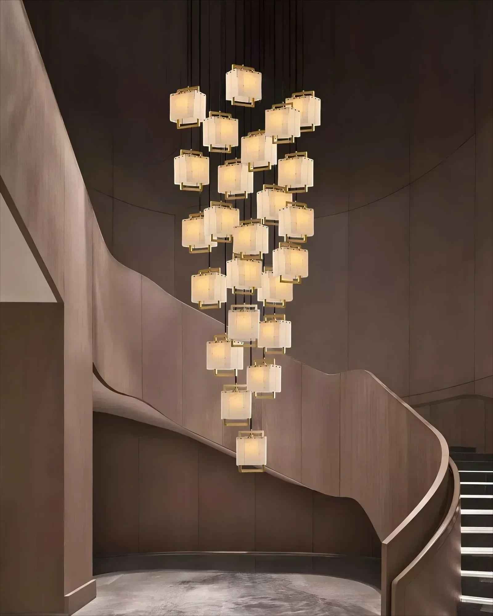 LightsStory Series Ethereal Suspension Light | Cluster Alabaster Dome Hand-polished marble and alabaster with brass accents, Lacquered Burnished Brass for Lobbies, Hotels, and Mansions Modern Pendant lamp