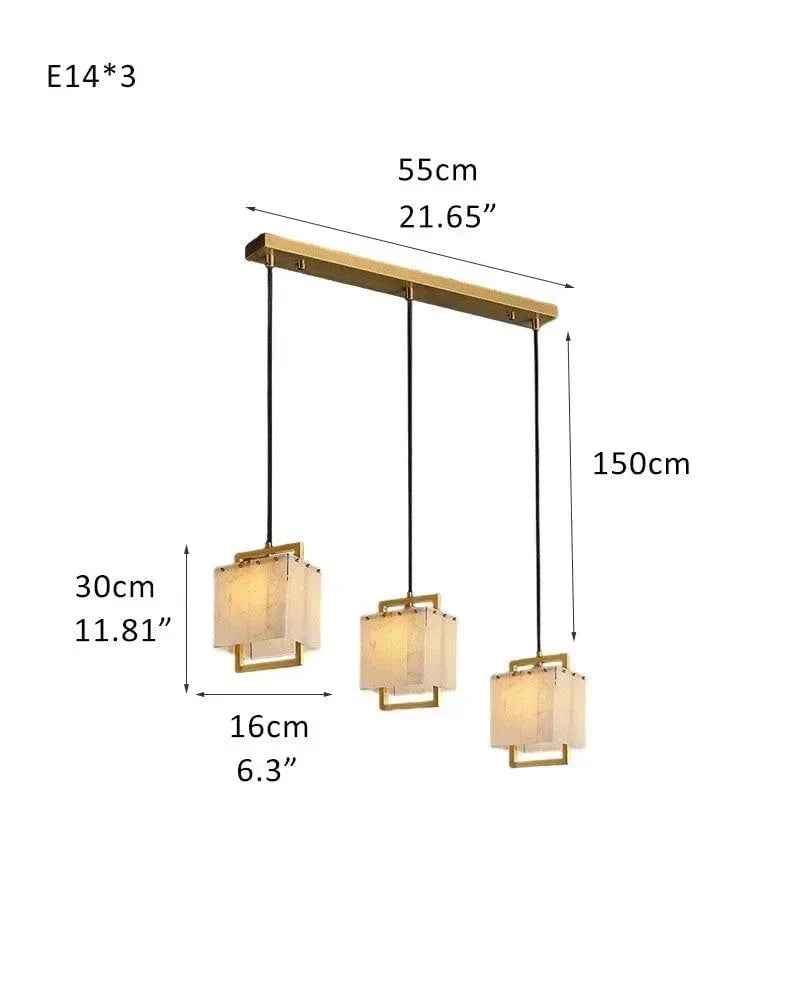 LightsStory Series Ethereal Suspension Light | Cluster Alabaster Dome Hand-polished marble and alabaster with brass accents, Lacquered Burnished Brass for Lobbies, Hotels, and Mansions 3-Light-D16*H30CM D6.3*H11.81" White + Gold Modern Pendant lamp