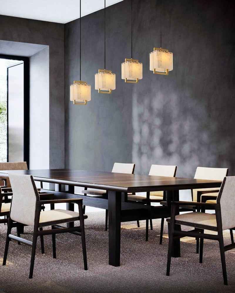 LightsStory Series Ethereal Suspension Light | Cluster Alabaster Dome Hand-polished marble and alabaster with brass accents, Lacquered Burnished Brass for Lobbies, Hotels, and Mansions Modern Pendant lamp