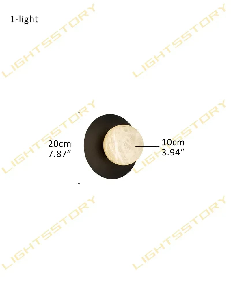 LightsStory Series Ethereal Table Lamp | Alabaster Globe Hand-Carved Natural Alabaster, Antique Black Iron for Bedside Tables and Luxury Studies 1-light-D10*H20CM D3.94"*H7.87"-Sconces Black Modern Table lamp