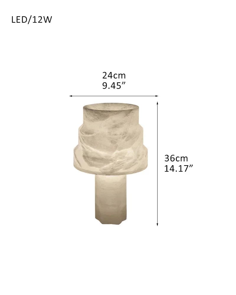 LightsStory Series Ethereal Table Lamp | Conical Solid Carved Alabaster Stone, Natural Stone Finish for Bedrooms, Living Rooms, and Home Offices D24*36CM D9"*H14" White Modern Table lamp