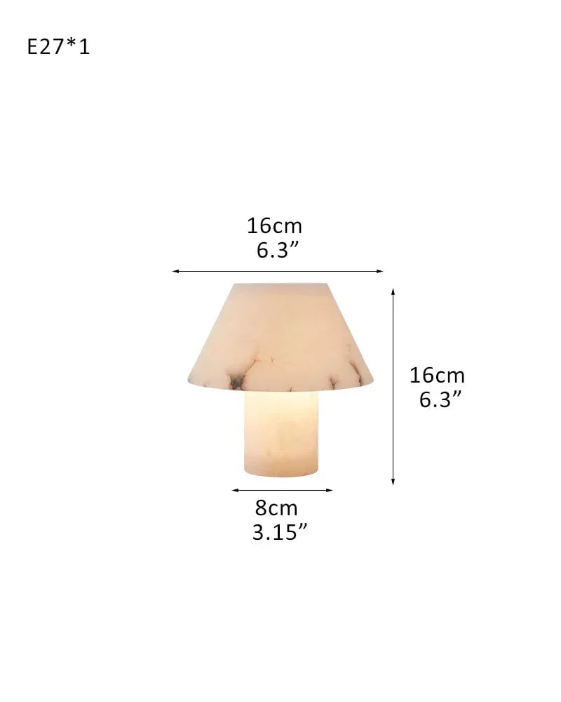LightsStory Series Ethereal Table Lamp | Cylindrical Mushroom Hand-Carved Natural Alabaster Stone, Natural Hand-Finished Stone for Bedside Tables and Desks D16*H16CM D6"*H6" White Modern Table lamp