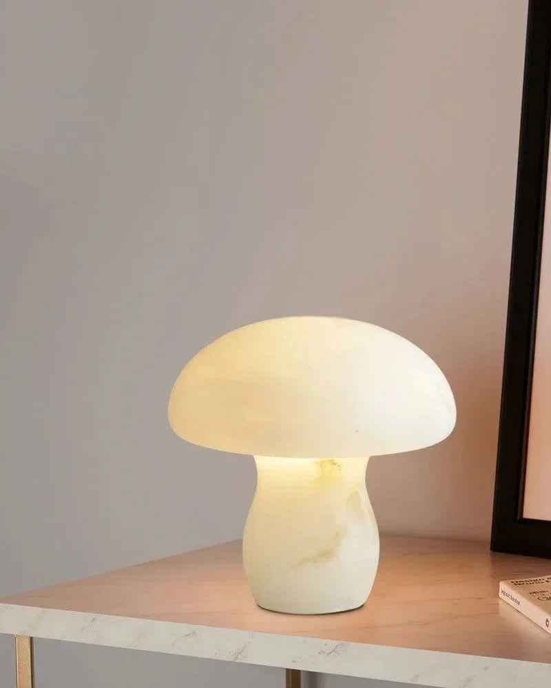 LightsStory Series Ethereal Table Lamp | Mushroom Shaped Translucent Alabaster and Marble-finish, Polished Marble finish for Bedrooms, studies, and cozy corners E27 Mushroom Marble Table Lamp