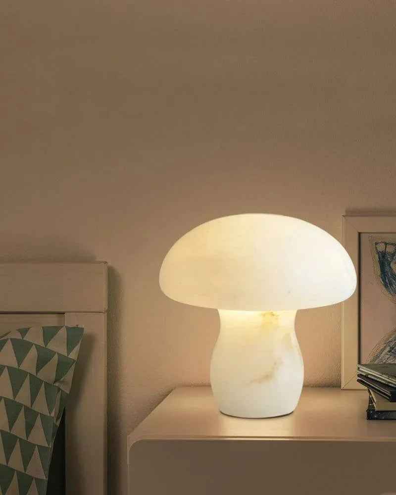 LightsStory Series Ethereal Table Lamp | Mushroom Shaped Translucent Alabaster and Marble-finish, Polished Marble finish for Bedrooms, studies, and cozy corners E27 Mushroom Marble Table Lamp