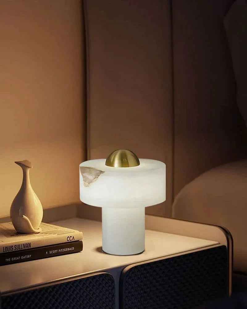 LightsStory Series Ethereal Table Lamp | Organic Stone Hand-Carved Natural Alabaster, Natural Stone Texture for Bedroom Nightstands and Consoles Modern Table lamp