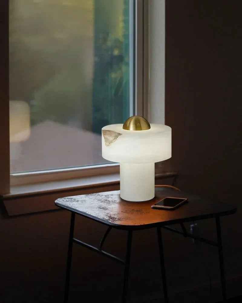 LightsStory Series Ethereal Table Lamp | Organic Stone Hand-Carved Natural Alabaster, Natural Stone Texture for Bedroom Nightstands and Consoles Modern Table lamp