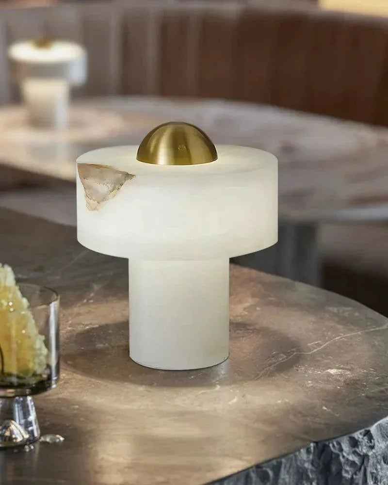 LightsStory Series Ethereal Table Lamp | Organic Stone Hand-Carved Natural Alabaster, Natural Stone Texture for Bedroom Nightstands and Consoles Modern Table lamp
