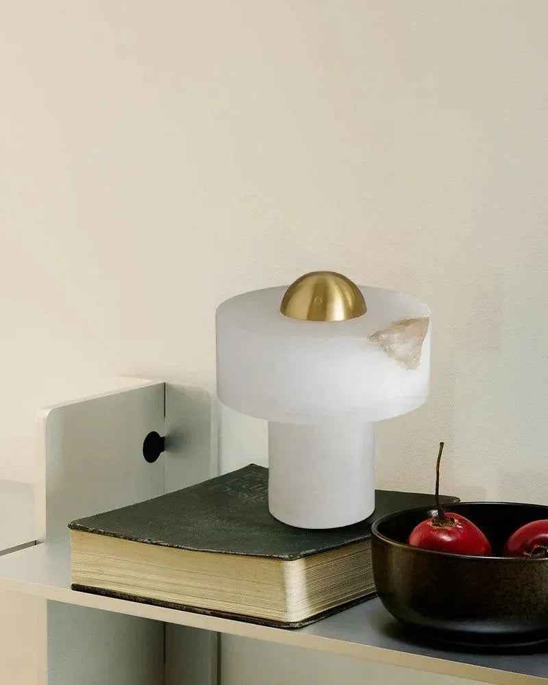 LightsStory Series Ethereal Table Lamp | Organic Stone Hand-Carved Natural Alabaster, Natural Stone Texture for Bedroom Nightstands and Consoles Modern Table lamp