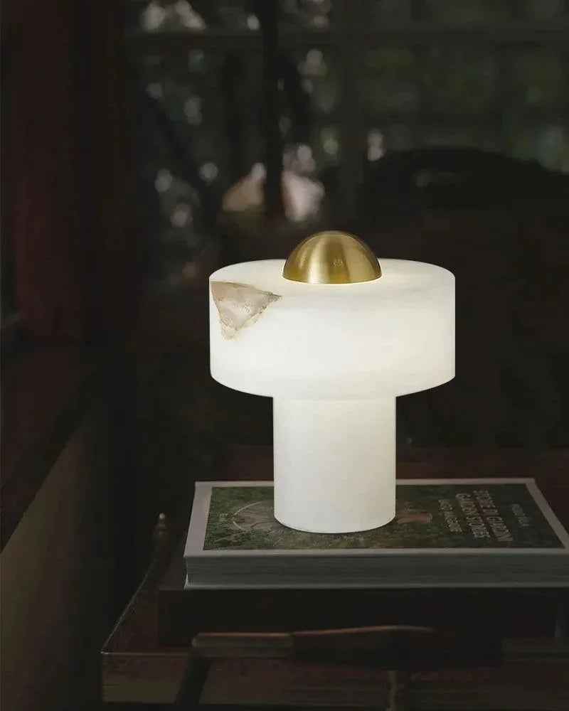 LightsStory Series Ethereal Table Lamp | Organic Stone Hand-Carved Natural Alabaster, Natural Stone Texture for Bedroom Nightstands and Consoles Modern Table lamp