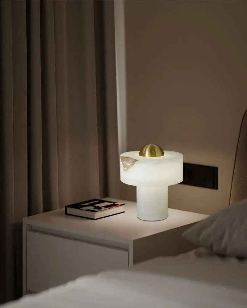 LightsStory Series Ethereal Table Lamp | Organic Stone Hand-Carved Natural Alabaster, Natural Stone Texture for Bedroom Nightstands and Consoles Modern Table lamp