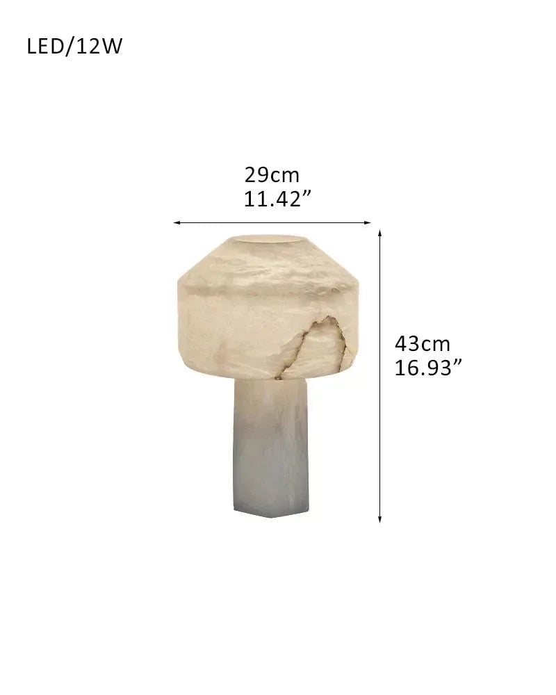LightsStory Series Ethereal Table Lamp | Solid Carved Stone Hand-Carved Solid Natural Alabaster, Natural Stone Finish for Bedside Tables and Living Room Accents D29*43CM D11"*H17" White Modern Table lamp