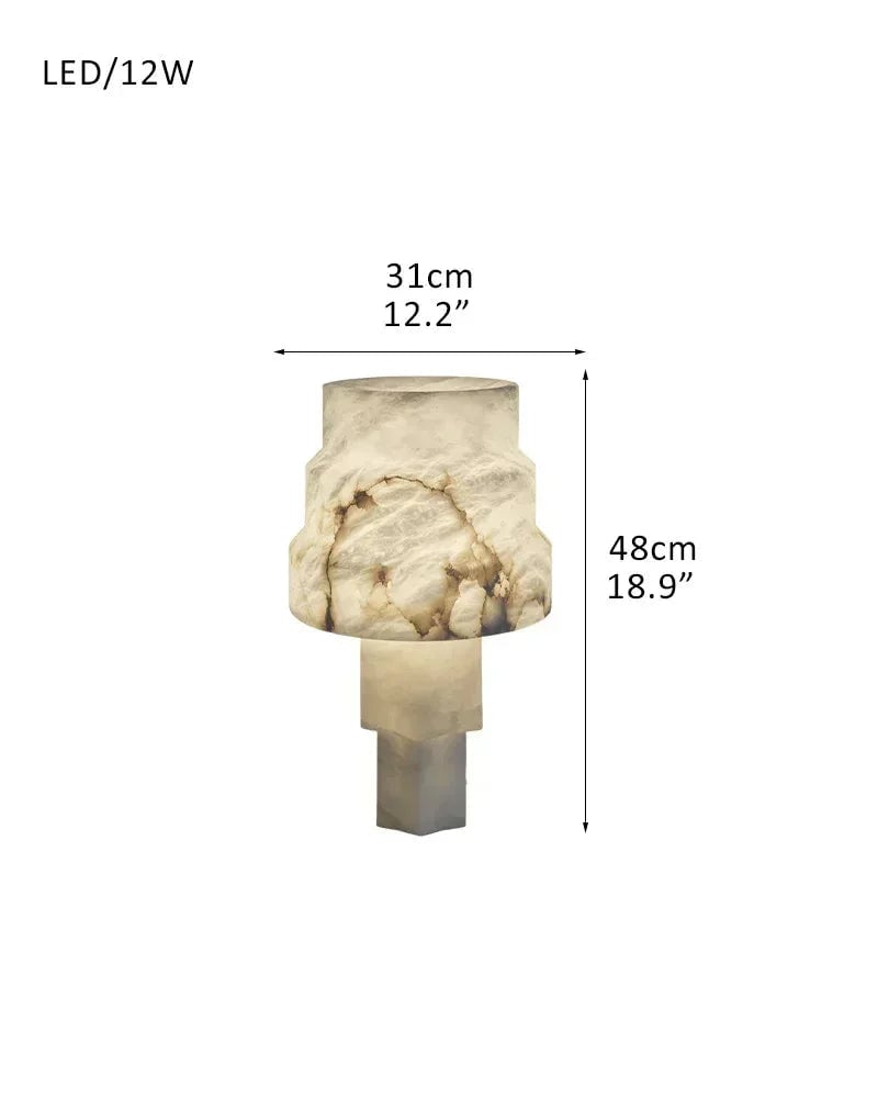 LightsStory Series Ethereal Table Lamp | Solid Carved Stone Solid Carved Natural Alabaster, Natural Stone finish for Bedrooms, Living Rooms, and Home Offices D31*48CM D12"*H19" White Modern Table lamp