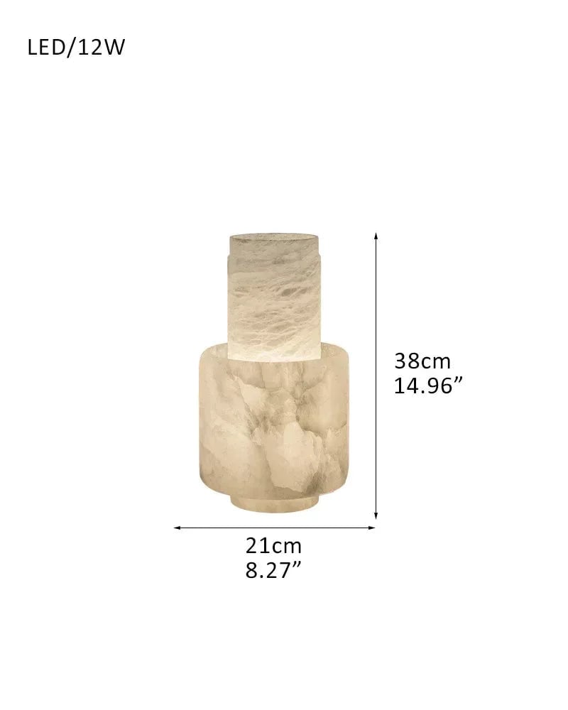 LightsStory Series Ethereal Table Lamp | Solid Carved Stone Solid Carved Natural Alabaster, Natural Stone finish for Bedrooms, Living Rooms, and Home Offices D21*38CM D8"*H15" White Modern Table lamp