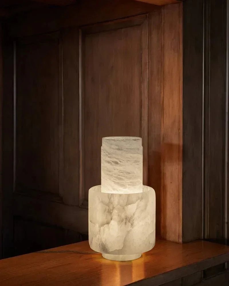 LightsStory Series Ethereal Table Lamp | Solid Carved Stone Solid Carved Natural Alabaster, Natural Stone finish for Bedrooms, Living Rooms, and Home Offices Modern Table lamp
