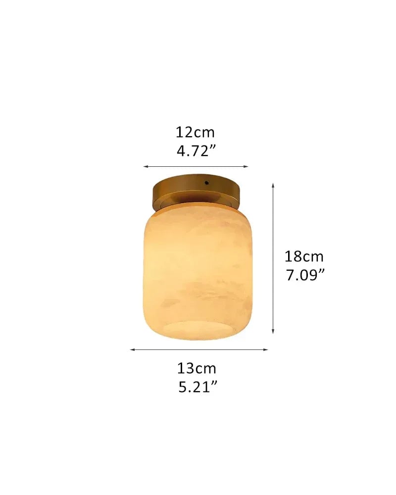 LightsStory Series Geometric Ceiling Light | Square Frame Alabaster Orb Genuine Alabaster with soft veining and Polished Brass frame, Polished Brass finish for Bedrooms, living rooms, and entryways D-D13*H18CM D5.12“*H7.09" White + Brass Flush Mounted Ceiling Lamp