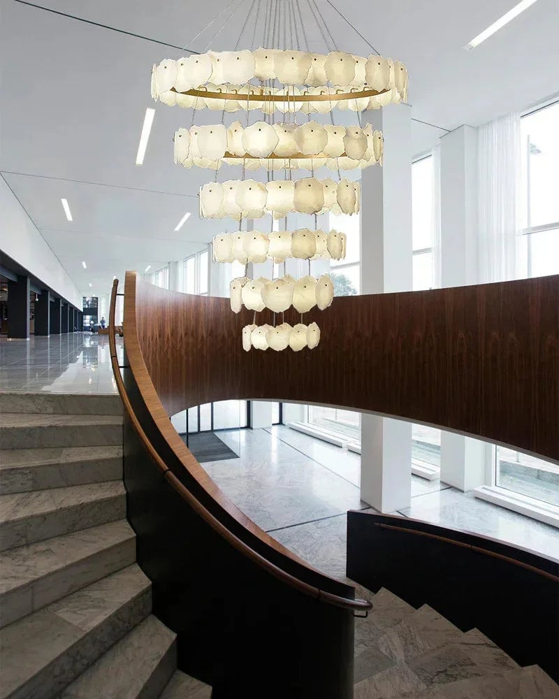 LightsStory Series Geometric Chandelier | Minimalist Linear Sleek Marble and Polished Metal, Polished Metal finish for Dining rooms, lounges, and chic entryways American Vintage chandelier lamp