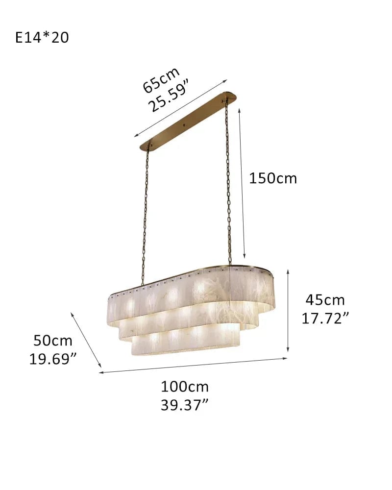 LightsStory Series Geometric Chandelier | Multi-Tiered Rectangular Natural Gypsum Alabaster, Natural Matte Finish for Grand Lobbies and Spacious Entrances 20-light-L100*W50*H45CM L39.37"*W19.69"*H17.72" White + Brass Luxury Modern Chandelier