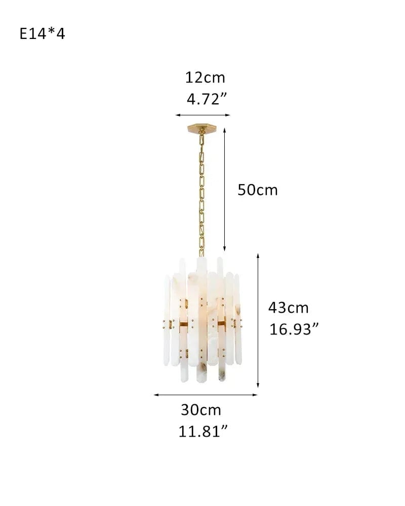 LightsStory Series Geometric Chandelier | Oval Natural Alabaster with Brushed Metal, Brushed Metal finish for Dining Rooms and Minimalist Living Spaces D30*H43CM D11.81“*H16.98" Brass American chandelier