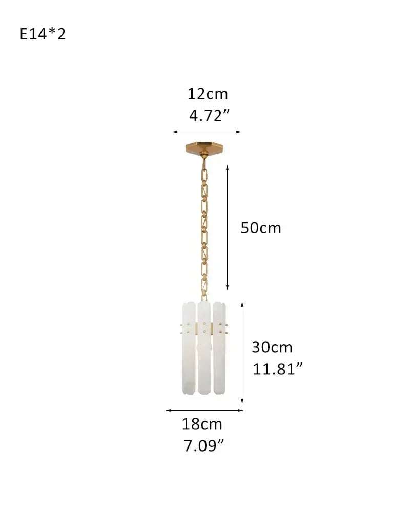 LightsStory Series Geometric Chandelier | Round Durable Alabaster and Brushed Metal, Brushed Metal finish for Kitchen Islands and Dining Rooms D18*H30CM D7.09“*H11.81" Brass American chandelier