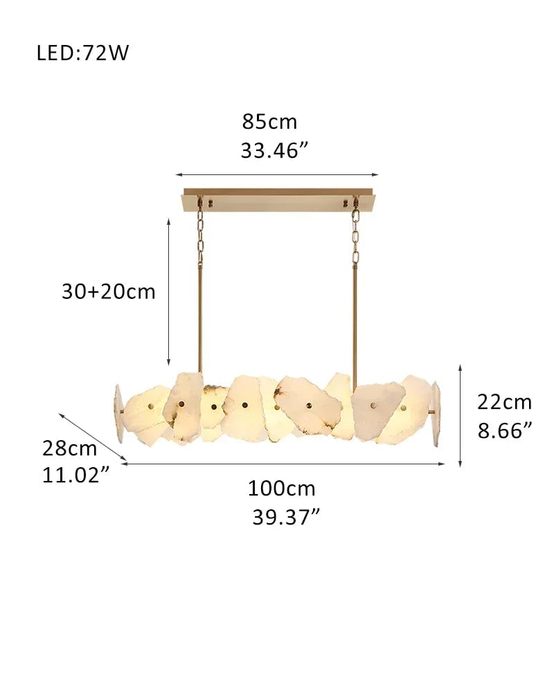 LightsStory Series Geometric Chandelier | Round Sleek White Alabaster and Polished Metal, Polished Metal finish for Dining rooms, lounges, and chic entryways Rectangular-L100*W28*H22CM L39.4"*W11"*H8.7"-A White + Brass American Vintage chandelier lamp