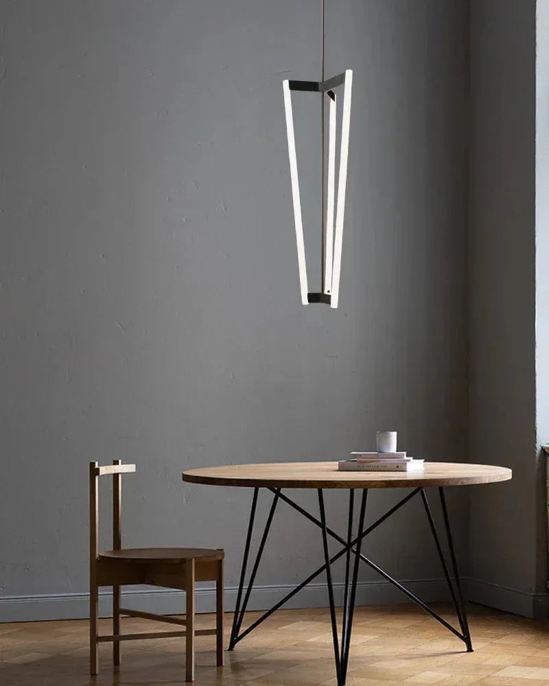 LightsStory Series Geometric Chandelier | Triple Pipeline Stainless Titanium and Acrylic, Brushed Red, Gold, and Black Titanium for Kitchen Islands and Modern Dining Spaces Modern Pendant lamp