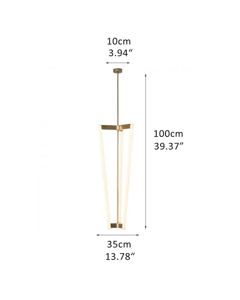 LightsStory Series Geometric Chandelier | Triple Pipeline Stainless Titanium and Acrylic, Brushed Red, Gold, and Black Titanium for Kitchen Islands and Modern Dining Spaces D35*H100CM D13.78*H39.37" Gold Modern Pendant lamp