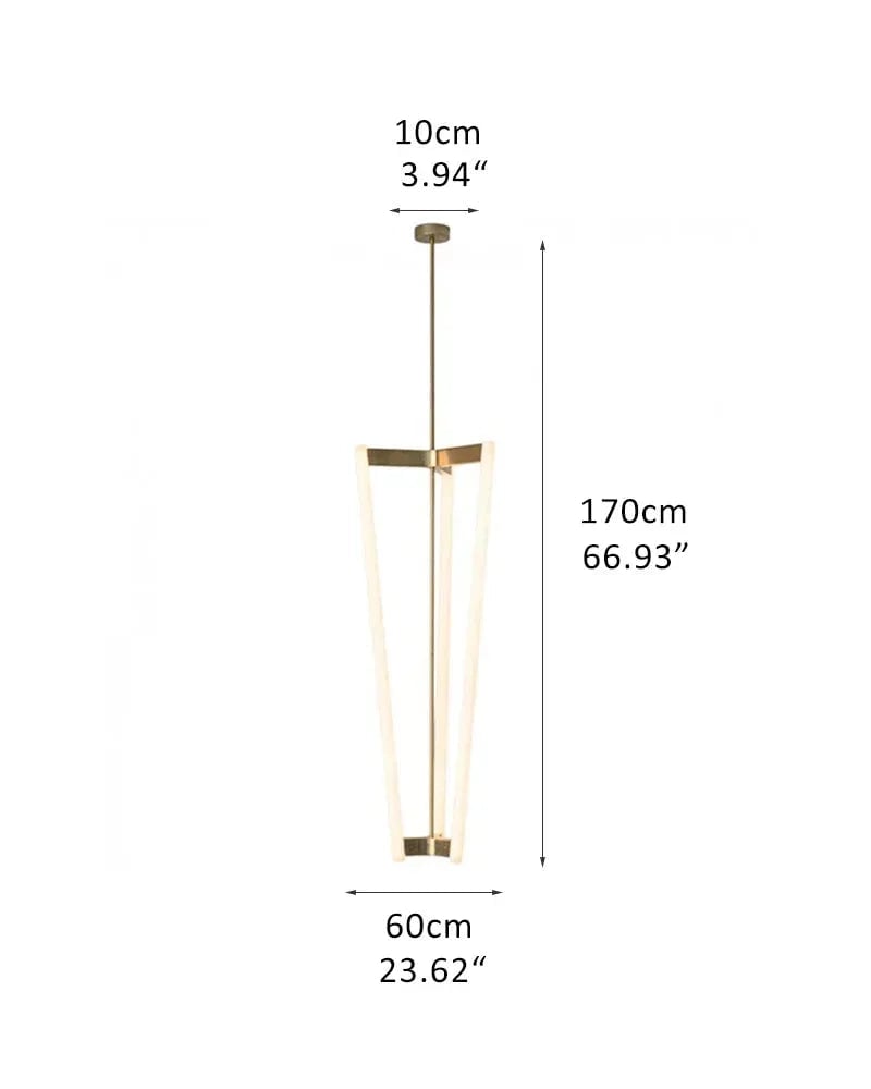 LightsStory Series Geometric Chandelier | Triple Pipeline Stainless Titanium and Acrylic, Brushed Red, Gold, and Black Titanium for Kitchen Islands and Modern Dining Spaces D60*H170CM D23.62*H66.39" Gold Modern Pendant lamp