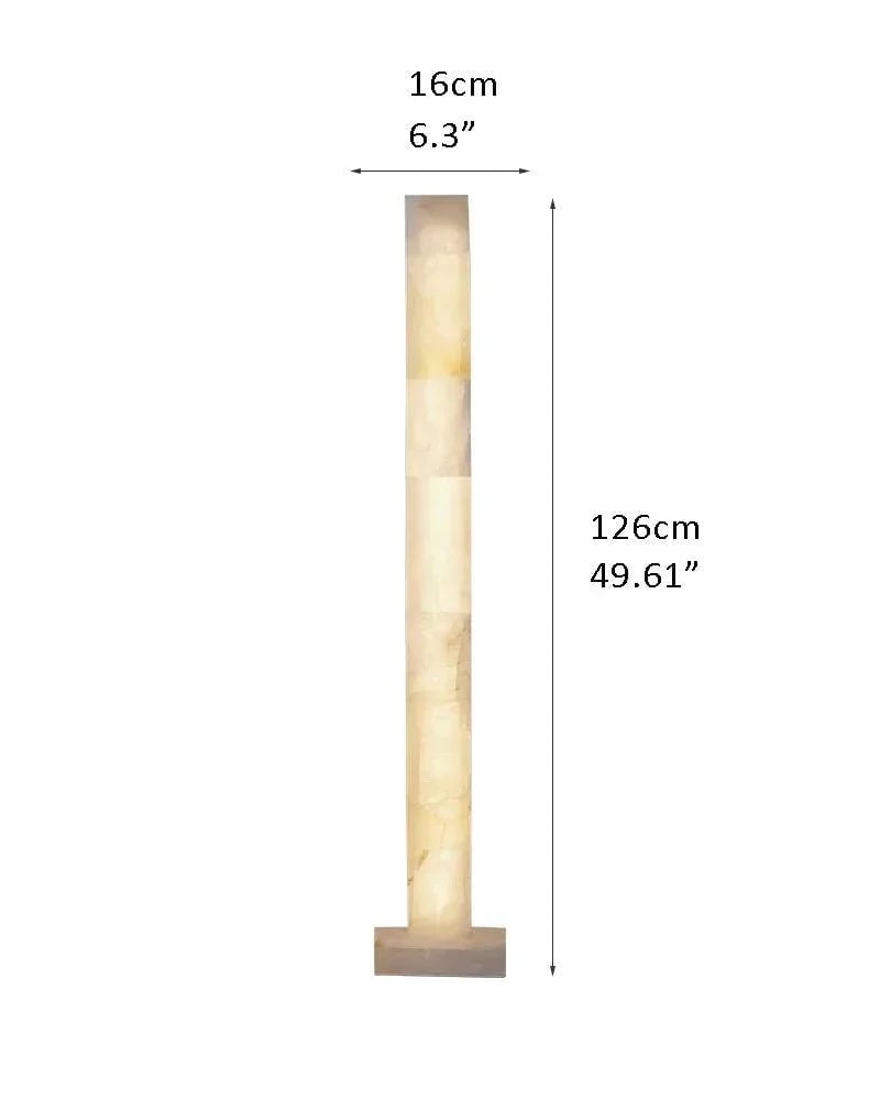 LightsStory Series Geometric Floor Lamp | Square Column Artisan-polished white alabaster panels with natural veining, Flawless polished surface for Living rooms, bedrooms, and hallways D20*H126CM D7.87*H49.61" White American standing floor lamp