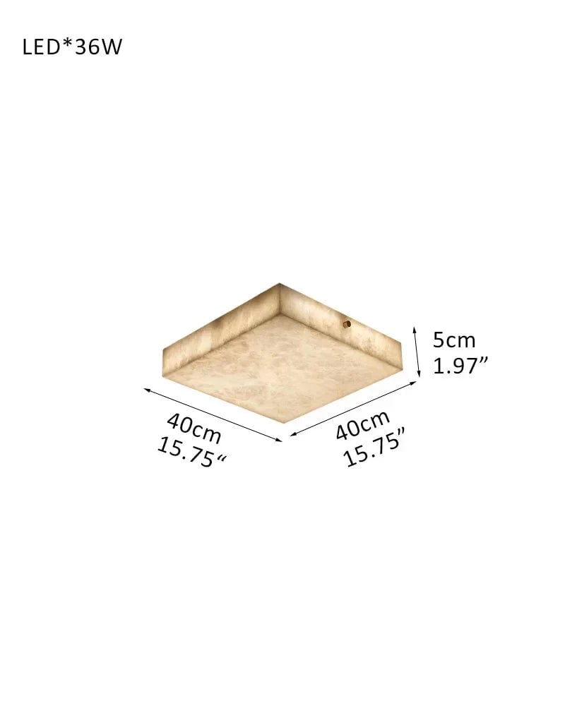 LightsStory Series Geometric Flush Mount Ceiling Light | Sculptural Snowflake Pattern Natural Gypsum Craftsmanship, Organic Matte Finish for Bedrooms, living areas, and entryways Square-L40*H5CM L15.75"*H1.97" White + Brass Modern Ceiling lamp