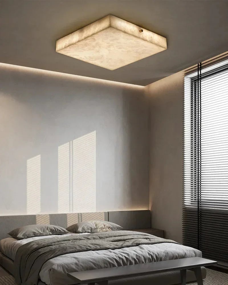 LightsStory Series Geometric Flush Mount Ceiling Light | Sculptural Snowflake Pattern Natural Gypsum Craftsmanship, Organic Matte Finish for Bedrooms, living areas, and entryways Modern Ceiling lamp