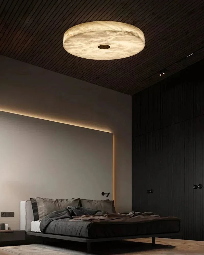 LightsStory Series Geometric Flush Mount Ceiling Light | Sculptural Snowflake Pattern Natural Gypsum Craftsmanship, Natural Matte Finish for Living Rooms and Entryways Modern Ceiling lamp