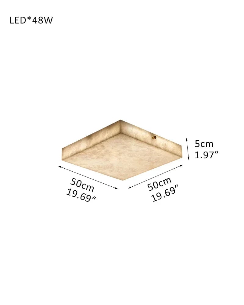 LightsStory Series Geometric Flush Mount Ceiling Light | Sculptural Snowflake Pattern Natural Gypsum Craftsmanship, Natural Matte Finish for Living Rooms and Entryways Square-L50*H5CM L19.69"*H1.97" White + Brass Modern Ceiling lamp