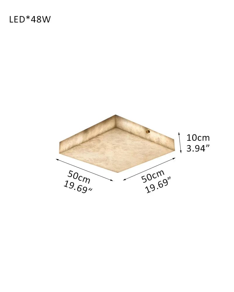 LightsStory Series Geometric Flush Mount Ceiling Light | Sculptural Snowflake Pattern Natural Gypsum Craftsmanship, Natural Matte Finish for Living Rooms and Entryways Square-L50*H10CM L19.69"*H3.94" White + Brass Modern Ceiling lamp