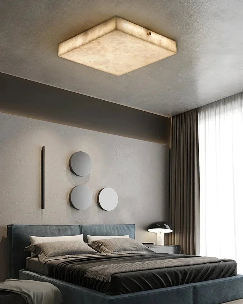 LightsStory Series Geometric Flush Mount Ceiling Light | Sculptural Snowflake Pattern Natural Gypsum Craftsmanship, Natural Matte Finish for Living Rooms and Entryways Modern Ceiling lamp