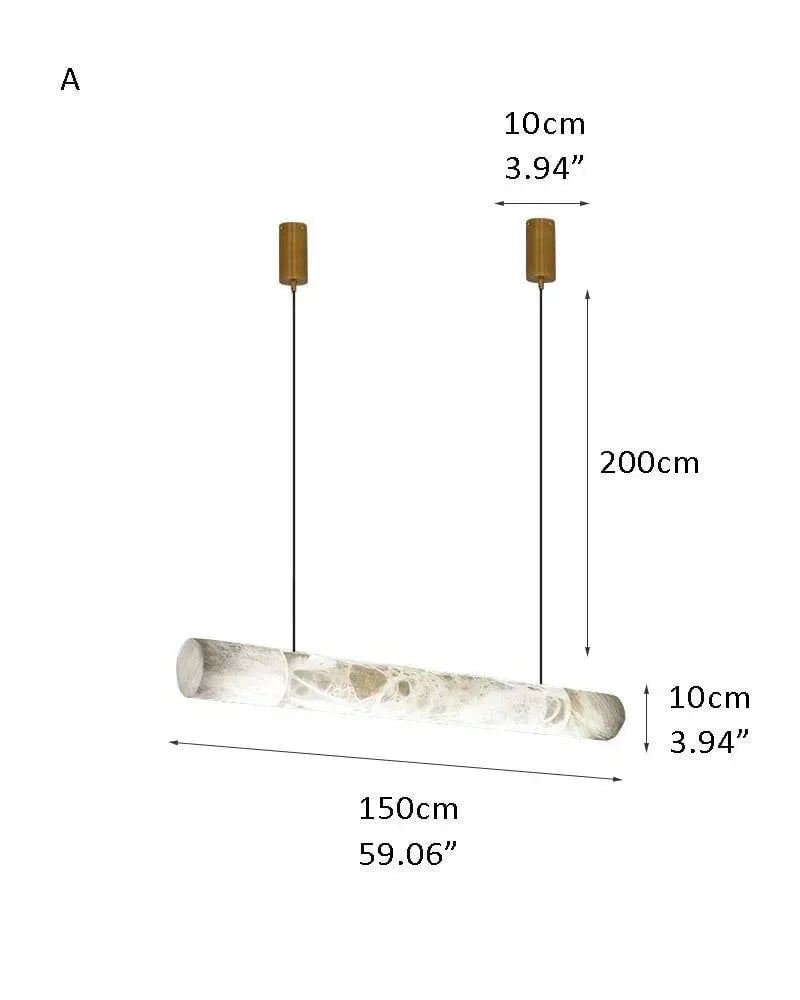 LightsStory Series Geometric Hanging Light | Linear Infinity Natural Alabaster and Copper, Warm Copper finish for Modern homes and luxury dining areas A-L150*H10CM D59.06*H3.94" White + Brass American chandelier