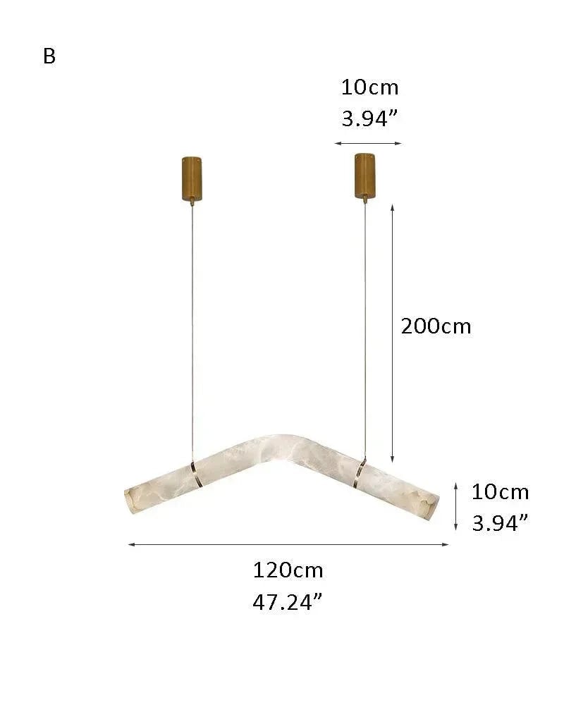LightsStory Series Geometric Hanging Light | Linear Infinity Natural Alabaster and Copper, Warm Copper finish for Modern homes and luxury dining areas B-L120*H10CM D47.24*H3.94" White + Brass American chandelier