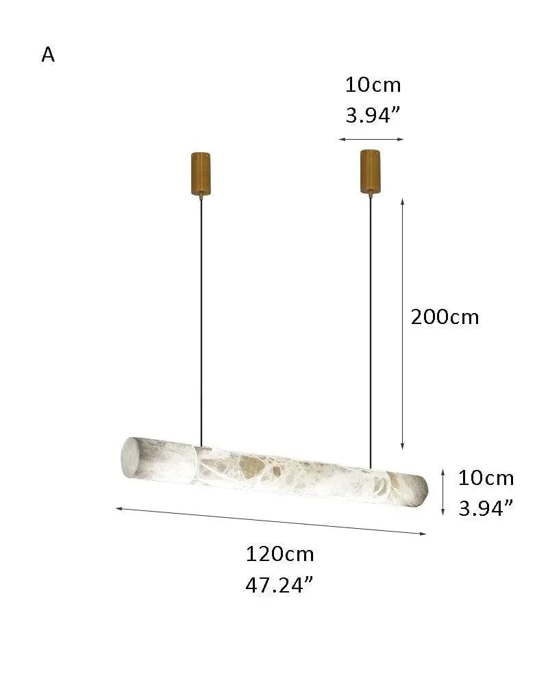 LightsStory Series Geometric Hanging Light | Linear Infinity Natural Alabaster and Copper, Warm Copper finish for Modern homes and luxury dining areas A-L120*H10CM D47.24*H3.94" White + Brass American chandelier