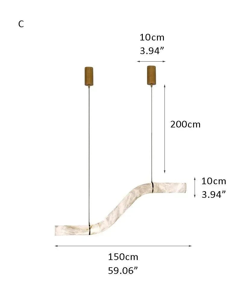 LightsStory Series Geometric Hanging Light | Linear Infinity Natural Alabaster and Copper, Warm Copper finish for Modern homes and luxury dining areas C-L150*H10CM D59.06*H3.94" White + Brass American chandelier