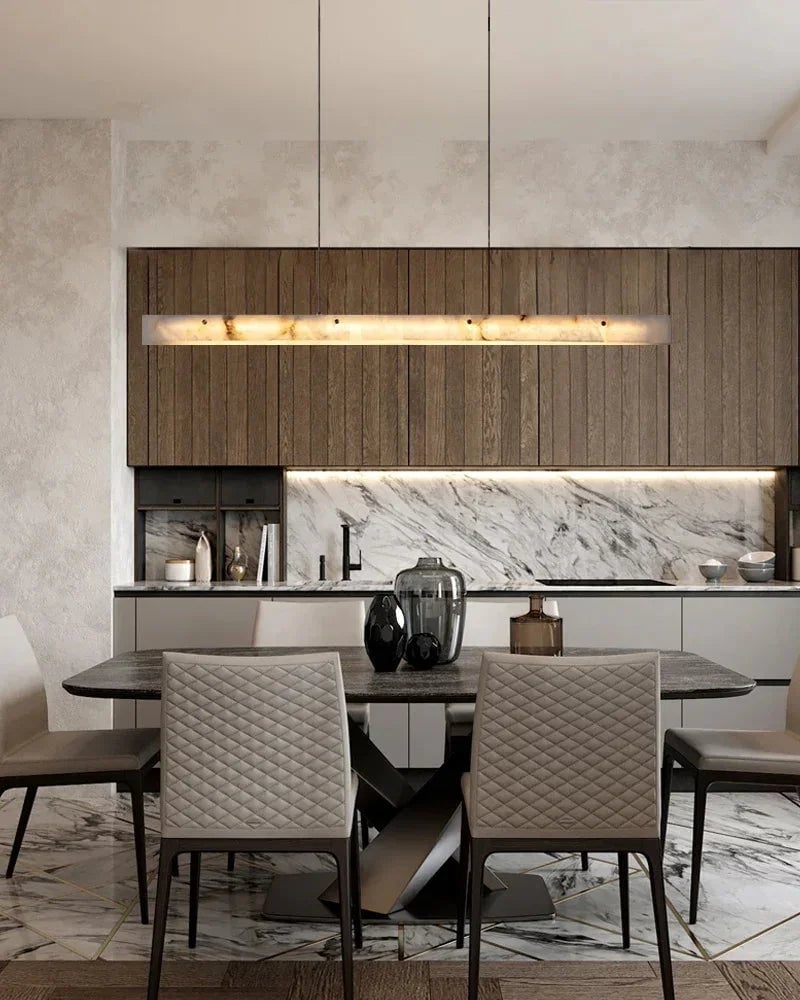 LightsStory Series Geometric Linear Pendant Light | Linear Handcrafted Natural Marble, Natural Stone Finish for Kitchen Islands and Dining Nooks Modern Pendant lamp