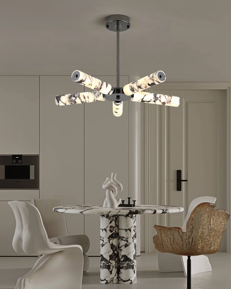 LightsStory Series Geometric Linear Suspension Light | Minimalist Linear Genuine Marble and Metal, Hand-finished metal for Kitchen Islands, Dining Areas, and Executive Spaces Luxury Modern Chandelier