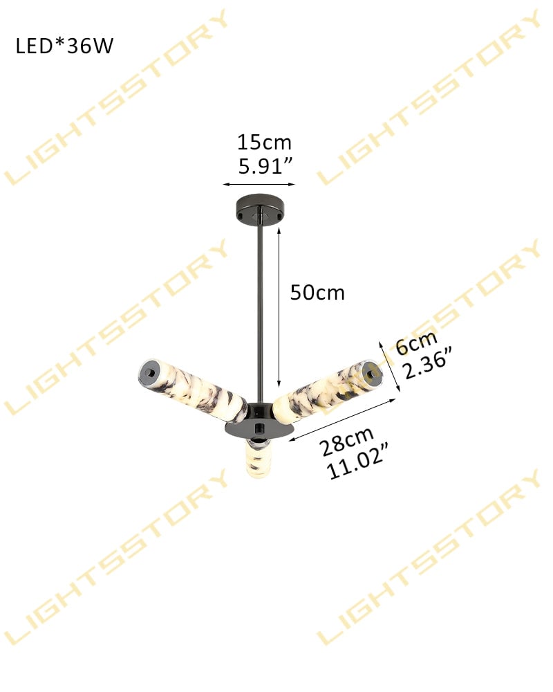 LightsStory Series Geometric Linear Suspension Light | Minimalist Linear Genuine Marble and Metal, Hand-finished metal for Kitchen Islands, Dining Areas, and Executive Spaces 3 light-L45*H6CM L17.72"*H2.36" Black + White Luxury Modern Chandelier