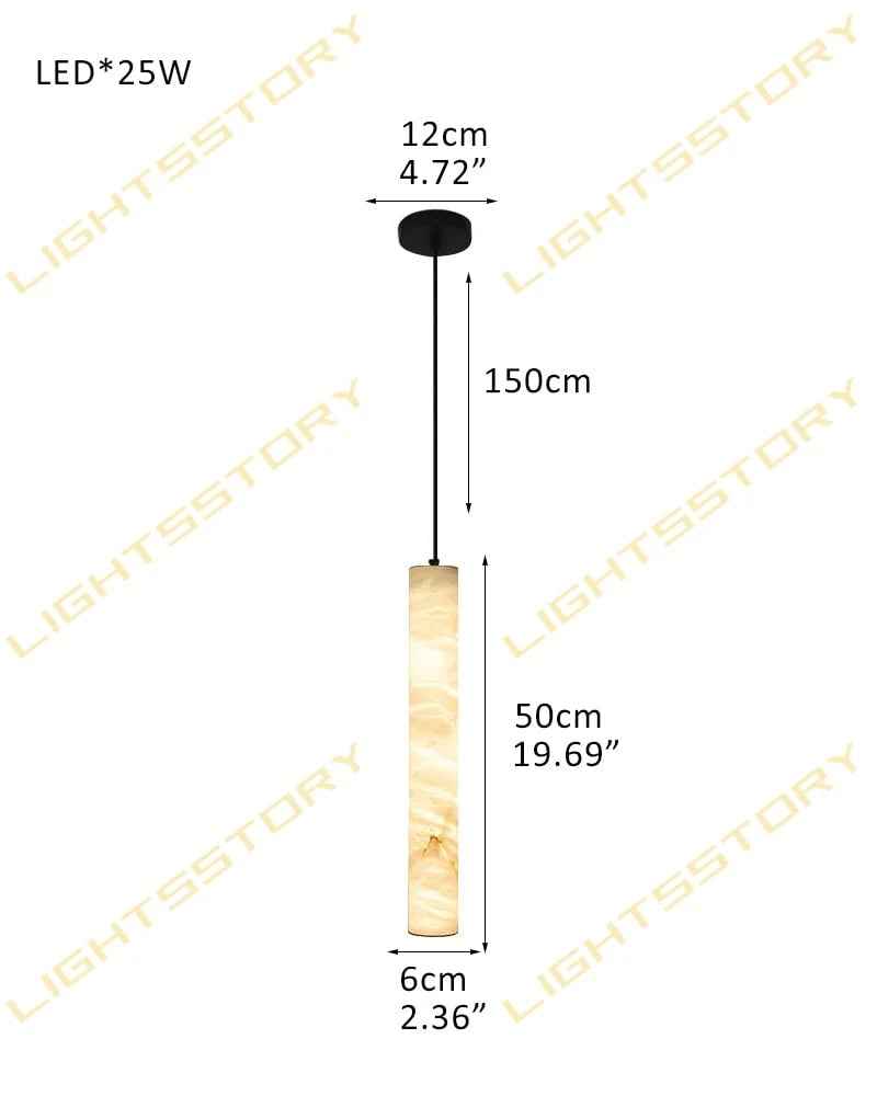 LightsStory Series Geometric Pendant Lamp | Alabaster Cylinders Natural Alabaster stone with solid brass fittings, Aged Brass and Black finish for Dining rooms and entryways D6*H50CM D2.36”*H19.69" White + Black Vintage Simple Hanging Lamp