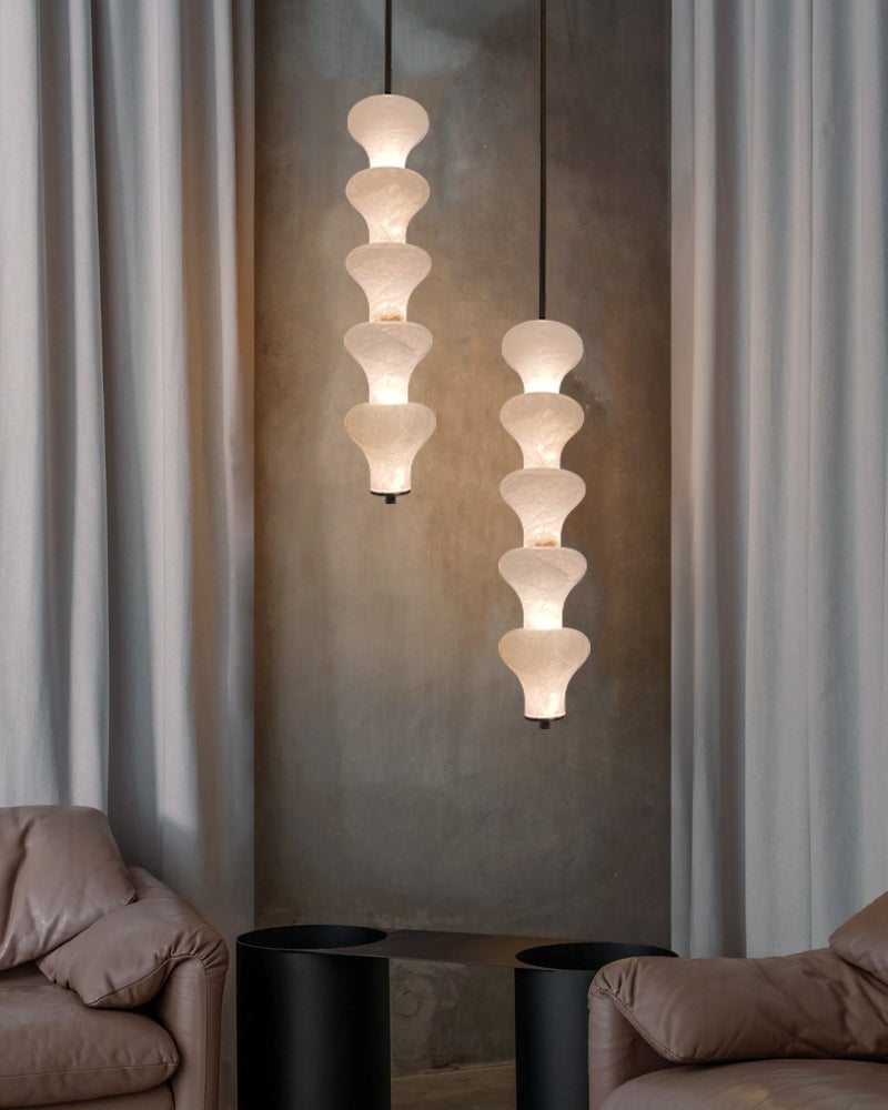 LightsStory Series Geometric Pendant Light | 5 Light Cluster Sculptural Natural Alabaster, Sleek Vertical Column for Kitchen Islands, Bedrooms, Lobbies, and Living Rooms Modern Pendant lamp