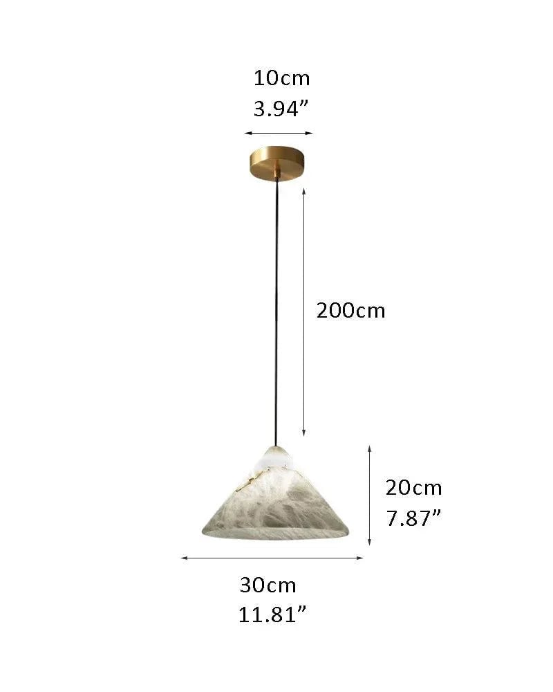 LightsStory Series Geometric Pendant Light | Conical Natural White Alabaster Stone, Natural Stone finish for Modern Kitchens and Bedrooms D33*H20CM D11.81*H7.87" White + Brass Modern Pendant lamp