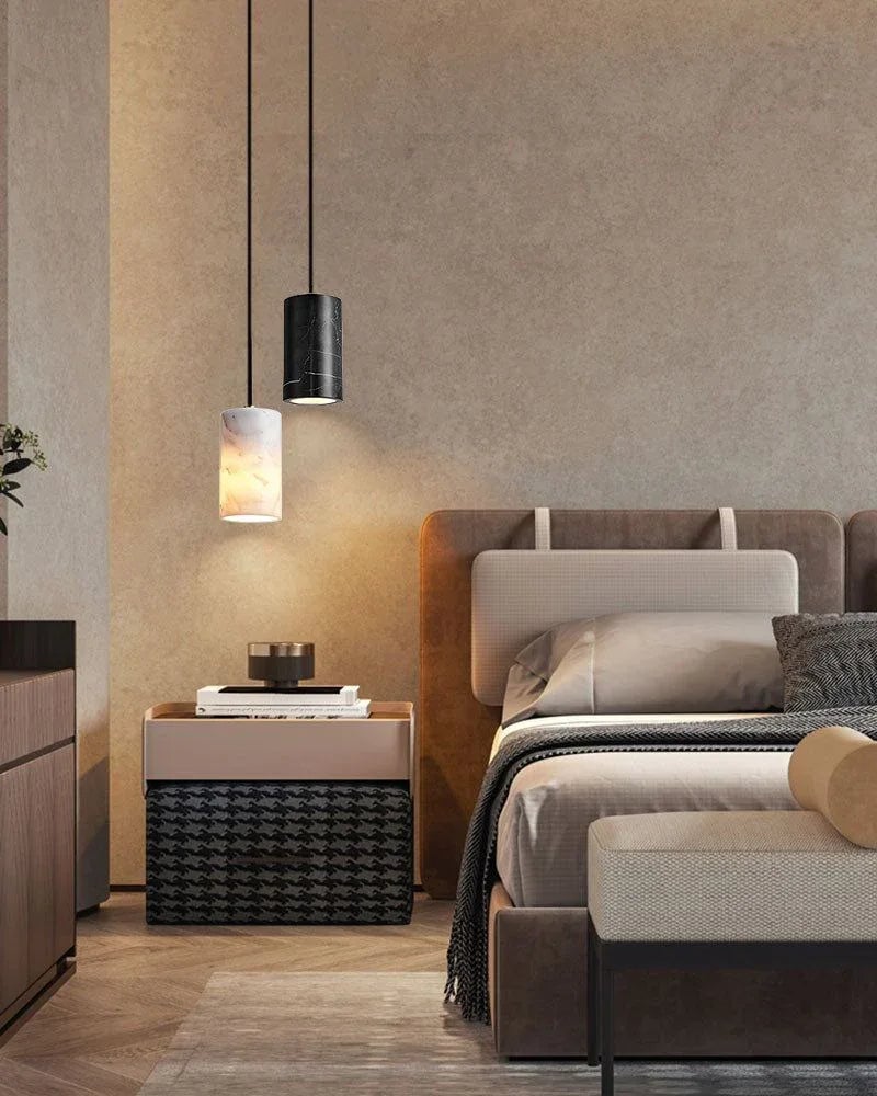 LightsStory Series Geometric Pendant Light | Cylindrical Solid Marble and Premium Aluminum, Premium Matte Finish for Kitchen Islands and Dining Tables Modern Pendant lamp