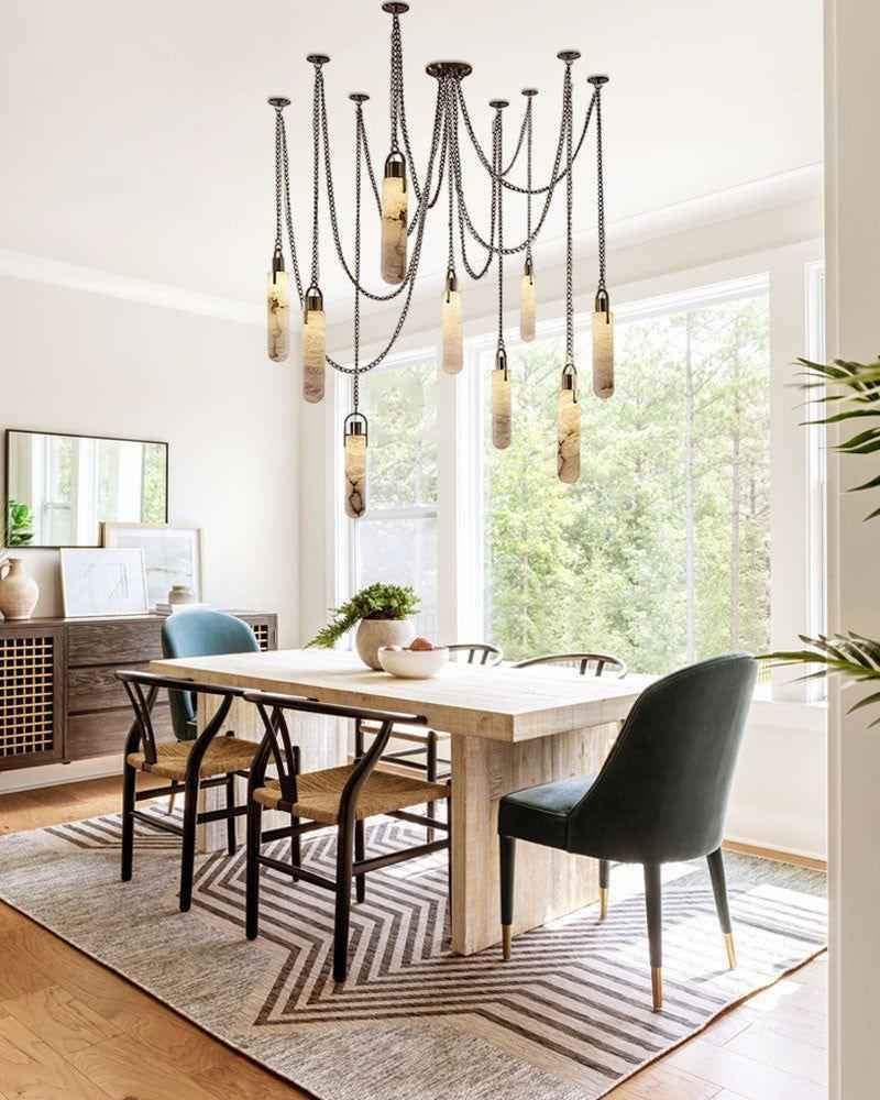 LightsStory Series Geometric Pendant Light | Geometric Silhouette Hand-Carved Natural Mineral Alabaster Stone, Natural Brass finish for Bedrooms, hallways, and minimalist studios Modern Pendant lamp