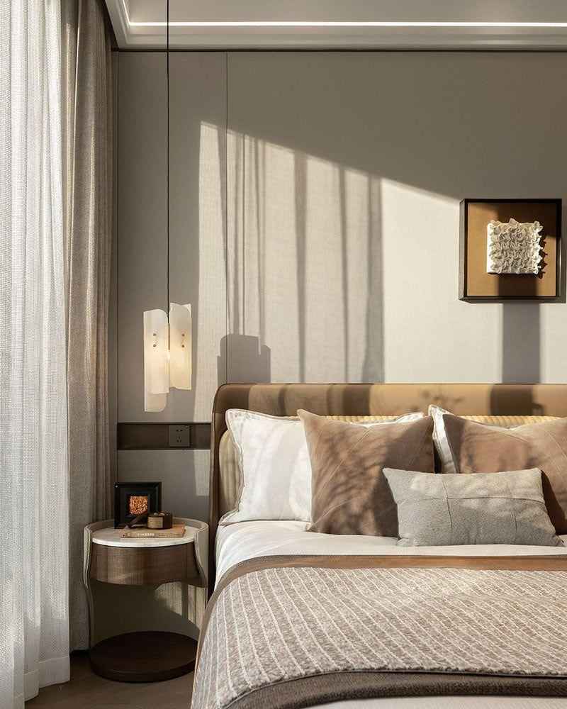 LightsStory Series Geometric Pendant Light | Irregular Rectangle Natural marble with organic veining, Aged copper accents for Dining tables, islands, and living areas Modern Pendant lamp