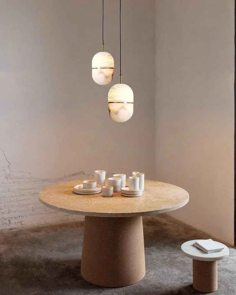 LightsStory Series Geometric Pendant Light | Minimalist Alabaster Hand-Carved Natural Alabaster, Matte White finish for Modern Kitchen Islands and Dining Areas Modern Pendant lamp