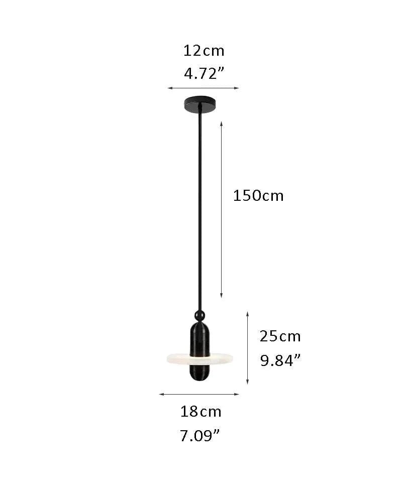 LightsStory Series Geometric Pendant Light | Minimalist Marble Ring Durable Spanish Marble and Polished Metal, Black Hardware for Corridors and Entryways D18*H25cm D7.09*H9.84" Black Modern Pendant lamp